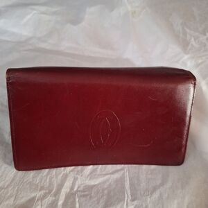 Cartier 80s Burgundy Long Leather Wallet